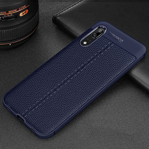 Custodia Silicone Morbida In Pelle Cover H06 per Huawei P20 Blu