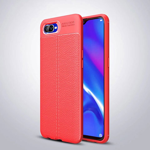 Custodia Silicone Morbida In Pelle Cover H06 per Oppo K1 Rosso