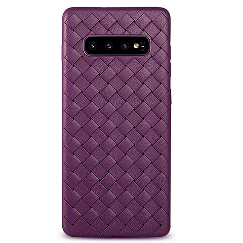 Custodia Silicone Morbida In Pelle Cover L02 per Samsung Galaxy S10 5G Viola