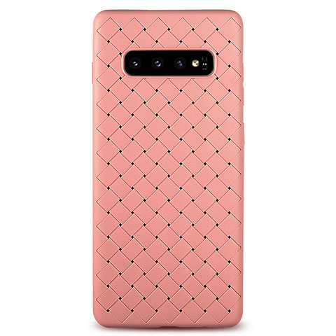 Custodia Silicone Morbida In Pelle Cover L02 per Samsung Galaxy S10 Oro Rosa