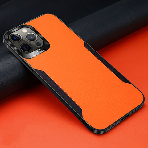 Custodia Silicone Morbida In Pelle Cover N01 per Apple iPhone 12 Pro Max Arancione