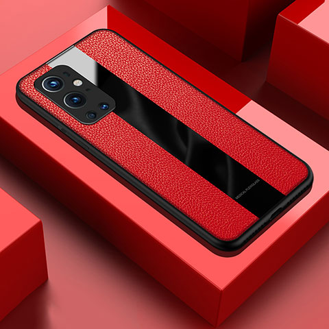 Custodia Silicone Morbida In Pelle Cover PB1 per OnePlus 9 Pro 5G Rosso