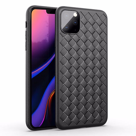 Custodia Silicone Morbida In Pelle Cover per Apple iPhone 11 Pro Max Nero