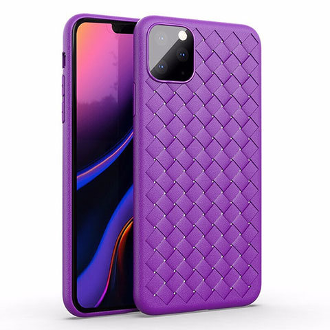 Custodia Silicone Morbida In Pelle Cover per Apple iPhone 11 Pro Viola