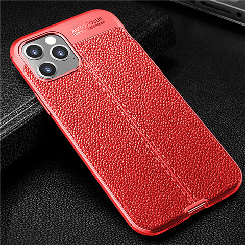 Custodia Silicone Morbida In Pelle Cover per Apple iPhone 12 Max Rosso