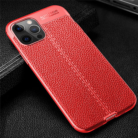 Custodia Silicone Morbida In Pelle Cover per Apple iPhone 12 Pro Max Rosso