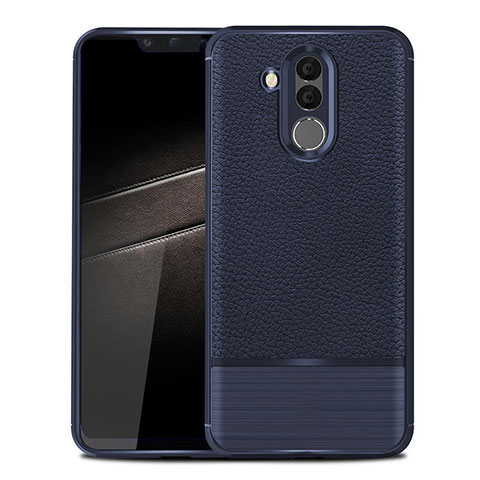 Custodia Silicone Morbida In Pelle Cover per Huawei Mate 20 Lite Blu