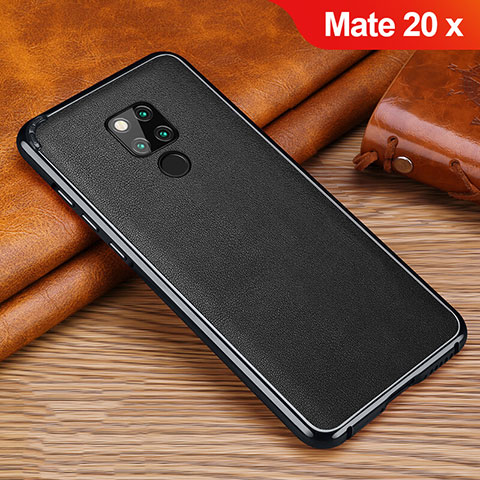 Custodia Silicone Morbida In Pelle Cover per Huawei Mate 20 X Nero