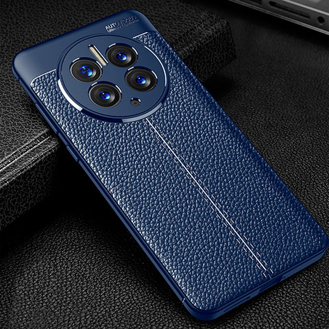 Custodia Silicone Morbida In Pelle Cover per Huawei Mate 50 Pro Blu