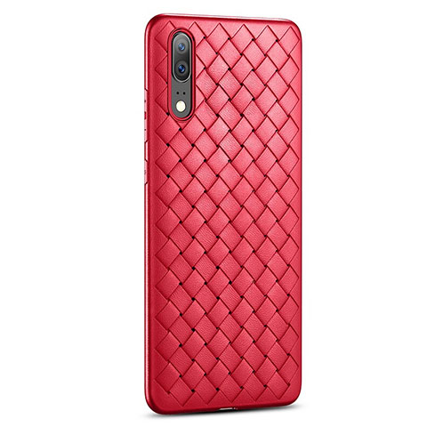 Custodia Silicone Morbida In Pelle Cover per Huawei P20 Rosso