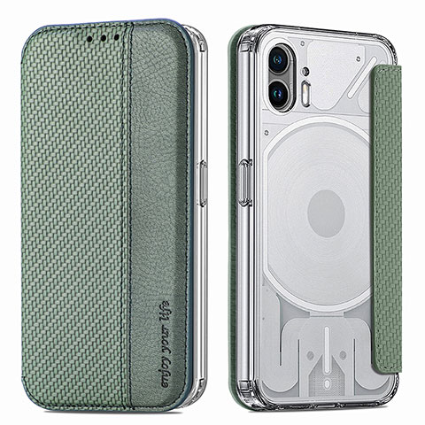 Custodia Silicone Morbida In Pelle Cover per Nothing Phone 2 Verde