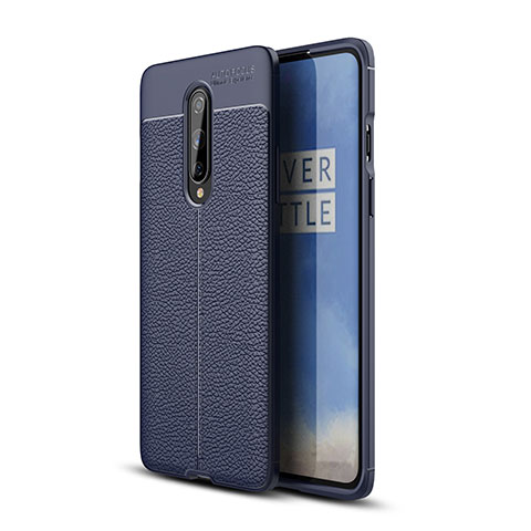 Custodia Silicone Morbida In Pelle Cover per OnePlus 8 Blu