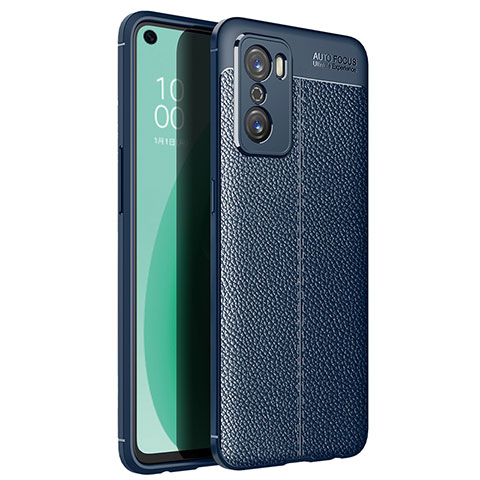 Custodia Silicone Morbida In Pelle Cover per Oppo A55S 5G Blu