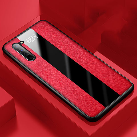 Custodia Silicone Morbida In Pelle Cover per Oppo F15 Rosso