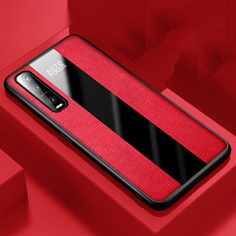 Custodia Silicone Morbida In Pelle Cover per Oppo Find X2 Pro Rosso