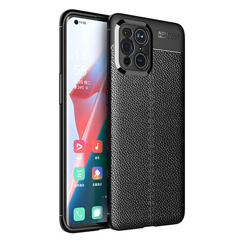 Custodia Silicone Morbida In Pelle Cover per Oppo Find X3 5G Nero