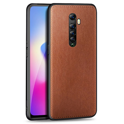 Custodia Silicone Morbida In Pelle Cover per Oppo Reno2 Marrone