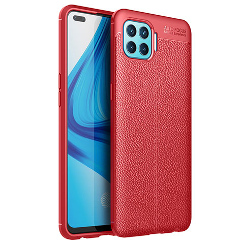 Custodia Silicone Morbida In Pelle Cover per Oppo Reno4 Lite Rosso