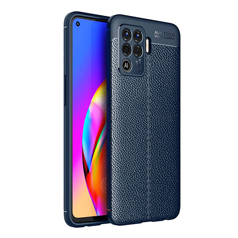 Custodia Silicone Morbida In Pelle Cover per Oppo Reno5 F Blu