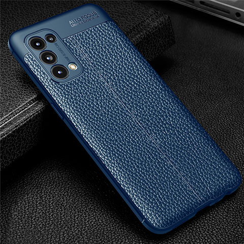 Custodia Silicone Morbida In Pelle Cover per Oppo Reno5 Pro 5G Blu