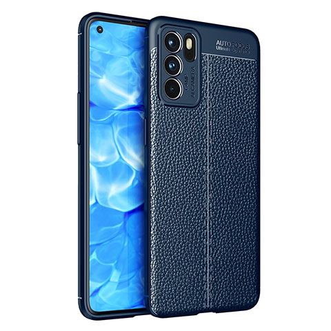 Custodia Silicone Morbida In Pelle Cover per Oppo Reno6 5G Blu