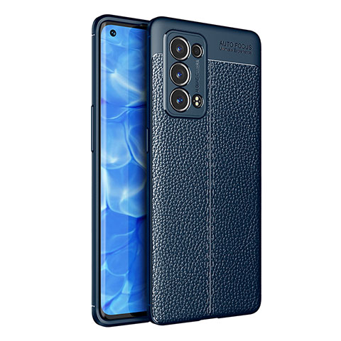 Custodia Silicone Morbida In Pelle Cover per Oppo Reno6 Pro 5G Blu