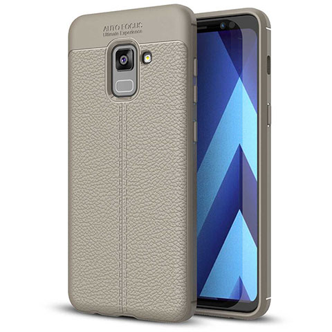 Custodia Silicone Morbida In Pelle Cover per Samsung Galaxy A5 (2018) A530F Grigio