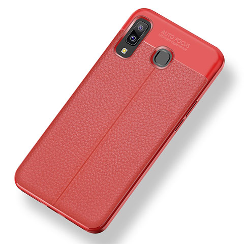 Custodia Silicone Morbida In Pelle Cover per Samsung Galaxy A8 Star Rosso