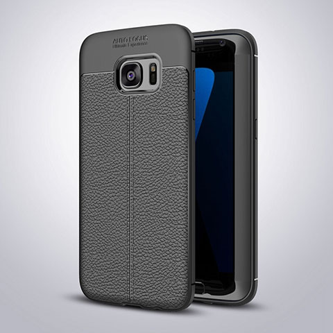 Custodia Silicone Morbida In Pelle Cover per Samsung Galaxy S7 Edge G935F Nero