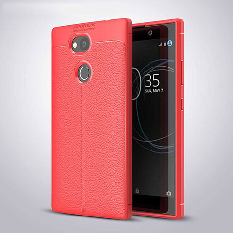 Custodia Silicone Morbida In Pelle Cover per Sony Xperia L2 Rosso