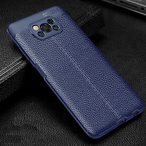 Custodia Silicone Morbida In Pelle Cover per Xiaomi Poco X3 Blu