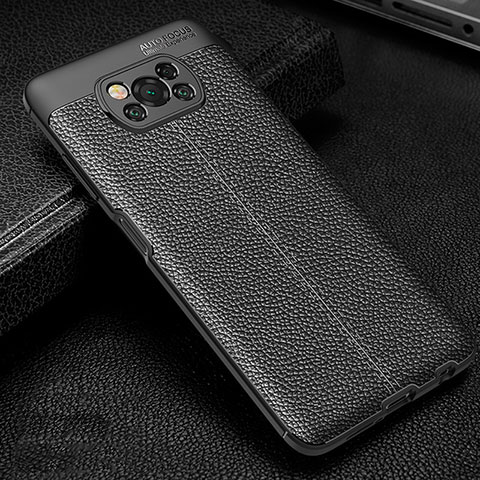 Custodia Silicone Morbida In Pelle Cover per Xiaomi Poco X3 Nero