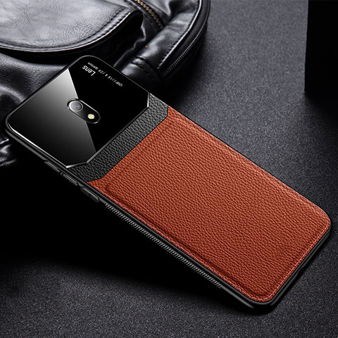 Custodia Silicone Morbida In Pelle Cover per Xiaomi Redmi 8A Marrone