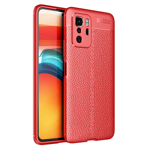 Custodia Silicone Morbida In Pelle Cover per Xiaomi Redmi Note 10 Pro 5G Rosso