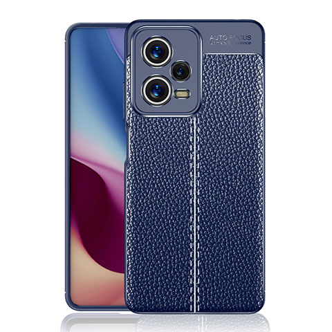 Custodia Silicone Morbida In Pelle Cover per Xiaomi Redmi Note 12 Pro 5G Blu