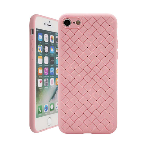 Custodia Silicone Morbida In Pelle Cover S01 per Apple iPhone 8 Oro Rosa