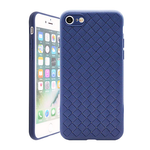 Custodia Silicone Morbida In Pelle Cover S01 per Apple iPhone SE (2020) Blu