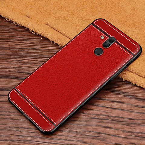 Custodia Silicone Morbida In Pelle Cover S01 per Huawei Mate 20 Lite Rosso