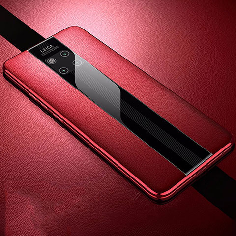 Custodia Silicone Morbida In Pelle Cover S01 per Huawei Mate 20 Pro Rosso