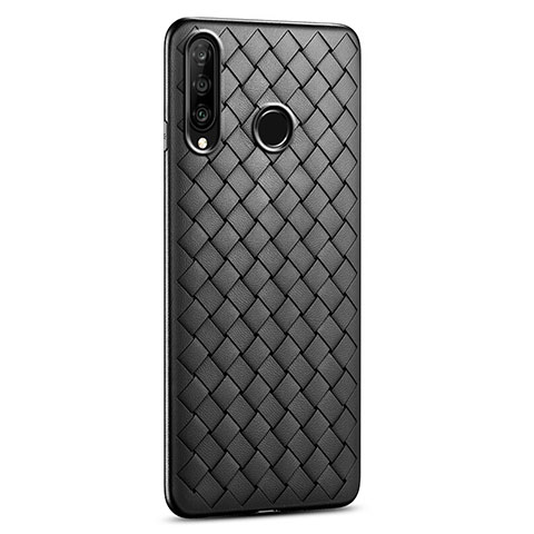 Custodia Silicone Morbida In Pelle Cover S01 per Huawei P30 Lite New Edition Nero