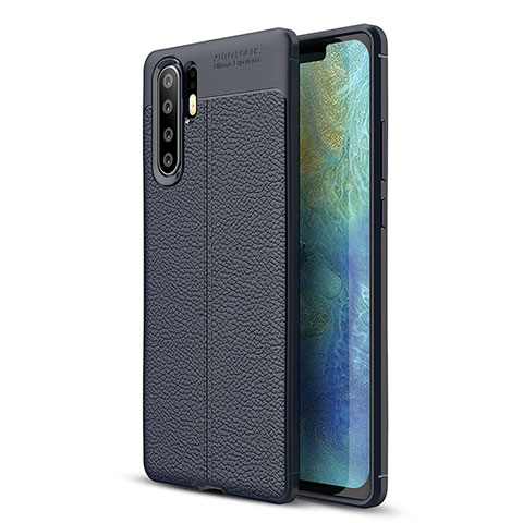 Custodia Silicone Morbida In Pelle Cover S01 per Huawei P30 Pro Blu