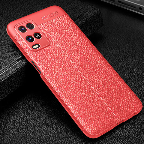 Custodia Silicone Morbida In Pelle Cover S01 per Oppo A54 4G Rosso