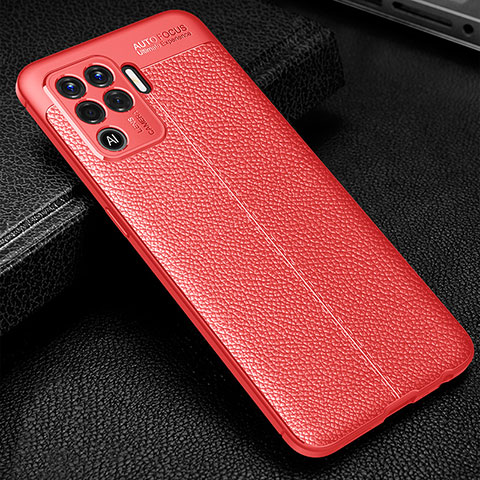 Custodia Silicone Morbida In Pelle Cover S01 per Oppo Reno5 F Rosso