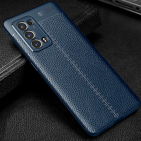 Custodia Silicone Morbida In Pelle Cover S01 per Oppo Reno6 Pro+ Plus 5G Blu