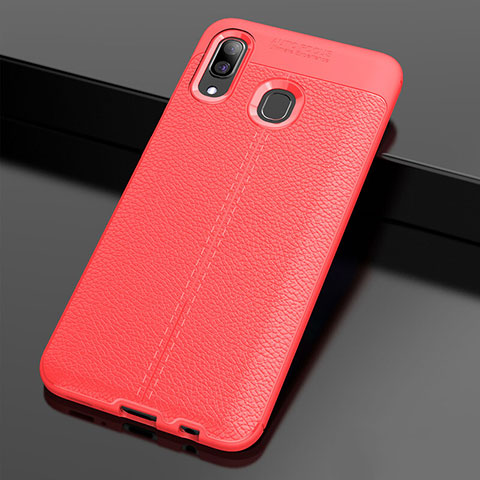 Custodia Silicone Morbida In Pelle Cover S01 per Samsung Galaxy A20 Rosso