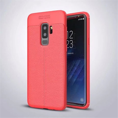 Custodia Silicone Morbida In Pelle Cover S01 per Samsung Galaxy S9 Plus Rosso