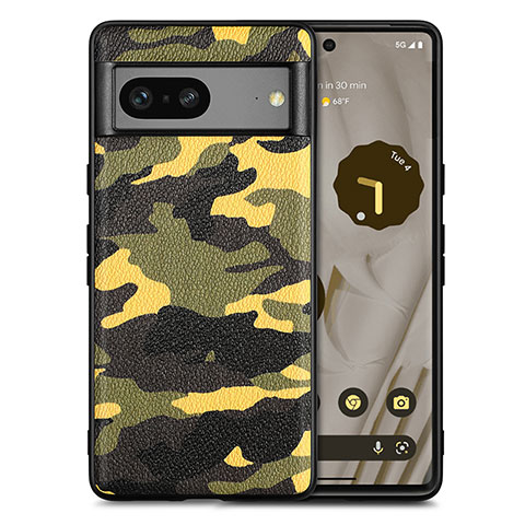 Custodia Silicone Morbida In Pelle Cover S01D per Google Pixel 7a 5G Giallo