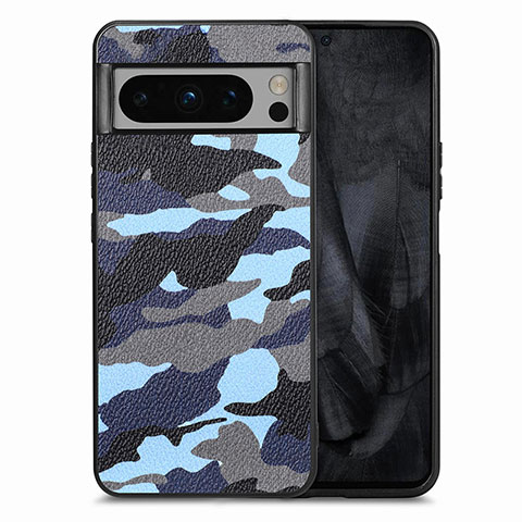 Custodia Silicone Morbida In Pelle Cover S01D per Google Pixel 8 Pro 5G Blu