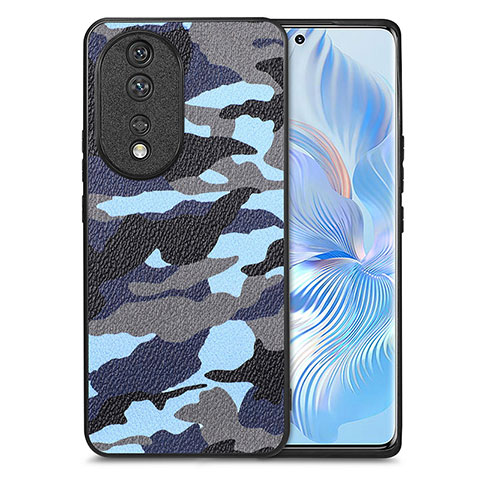 Custodia Silicone Morbida In Pelle Cover S01D per Huawei Honor 80 5G Blu