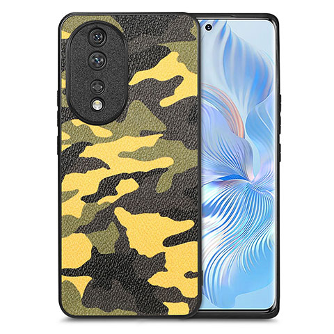 Custodia Silicone Morbida In Pelle Cover S01D per Huawei Honor 80 5G Giallo